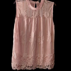 Worthington Pink Lace Sleeveless Top